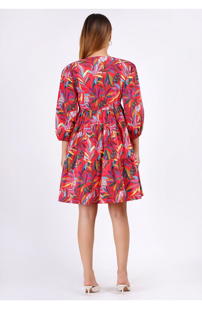Leota Zariah Empire Waist Mini Dress, Alternate, color, Palm Foliage Poppy Red