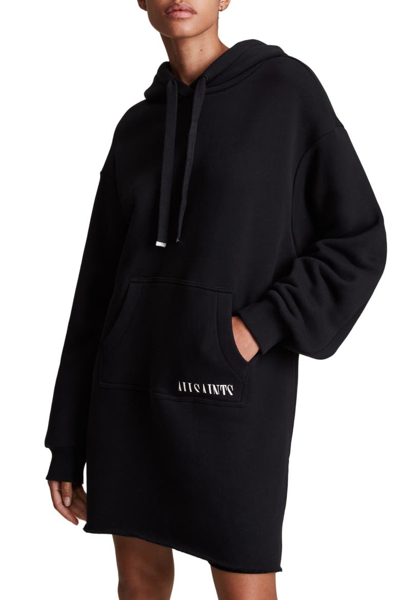 Lila Long Sleeve Hoodie Dress, Alternate, color, BLACK