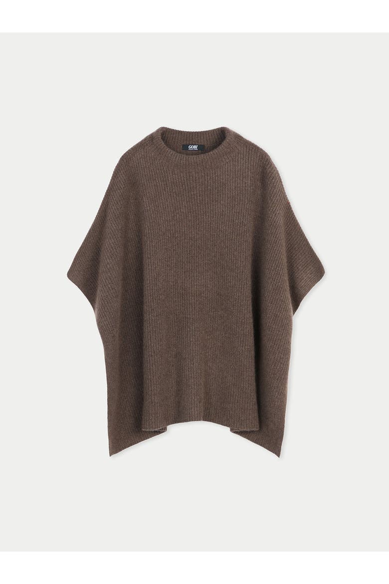 Rib-Knit Cashmere Poncho, Main, color, cocoa
