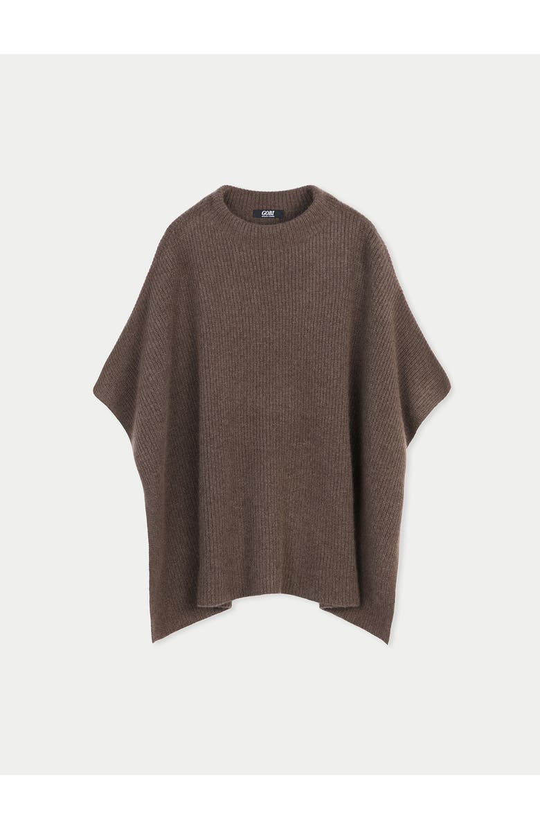 GOBI Mongolian Cashmere Rib-Knit Cashmere Poncho, Main, color, Cocoa