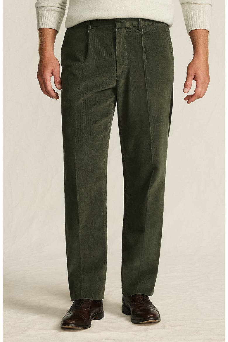 Corduroy Comfort Waist Classic Fit Pleated Front Pant, Main, color, Forest Moss