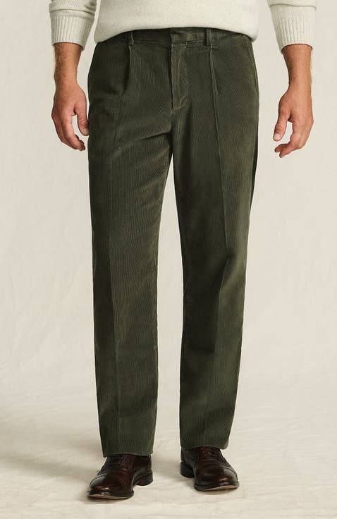Corduroy Comfort Waist Classic Fit Pleated Front Pant