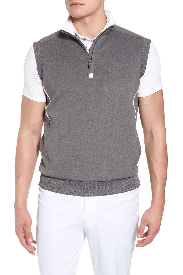 Quarter Zip Slim Fit Tech Vest, Main, color, GRAPHITE HEATHER
