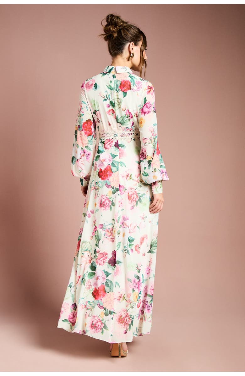 Coast Pleated Lace Trim Midi Dress, Alternate, color, Multi