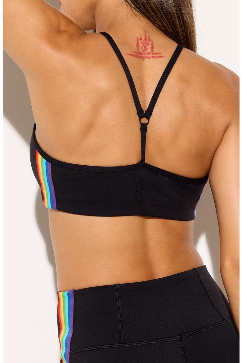 Kaia Sports Bra, Alternate, color, BLACK/ RAINBOW