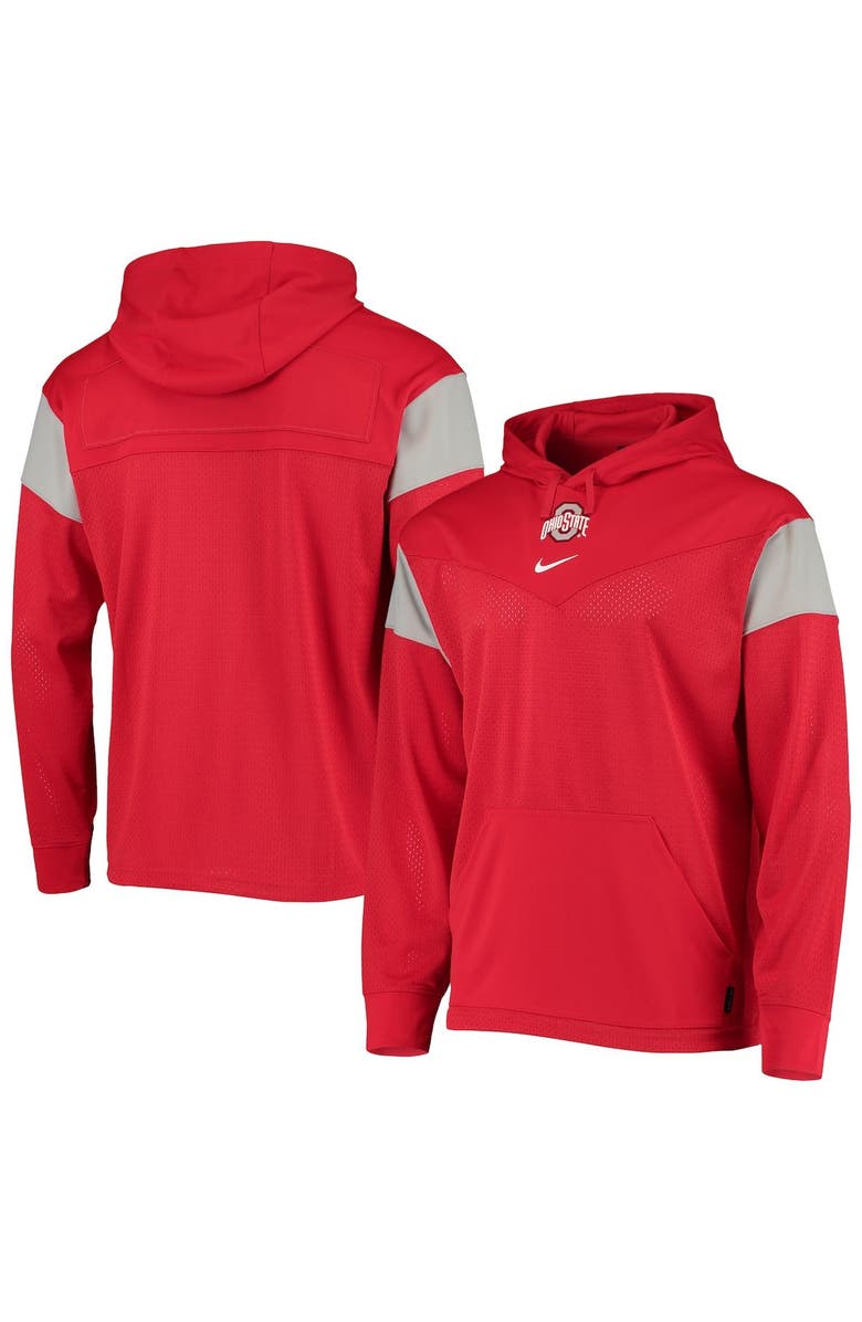 Nike Men's Nike Scarlet Ohio State Buckeyes Sideline Jersey Pullover Hoodie, Main, color,
