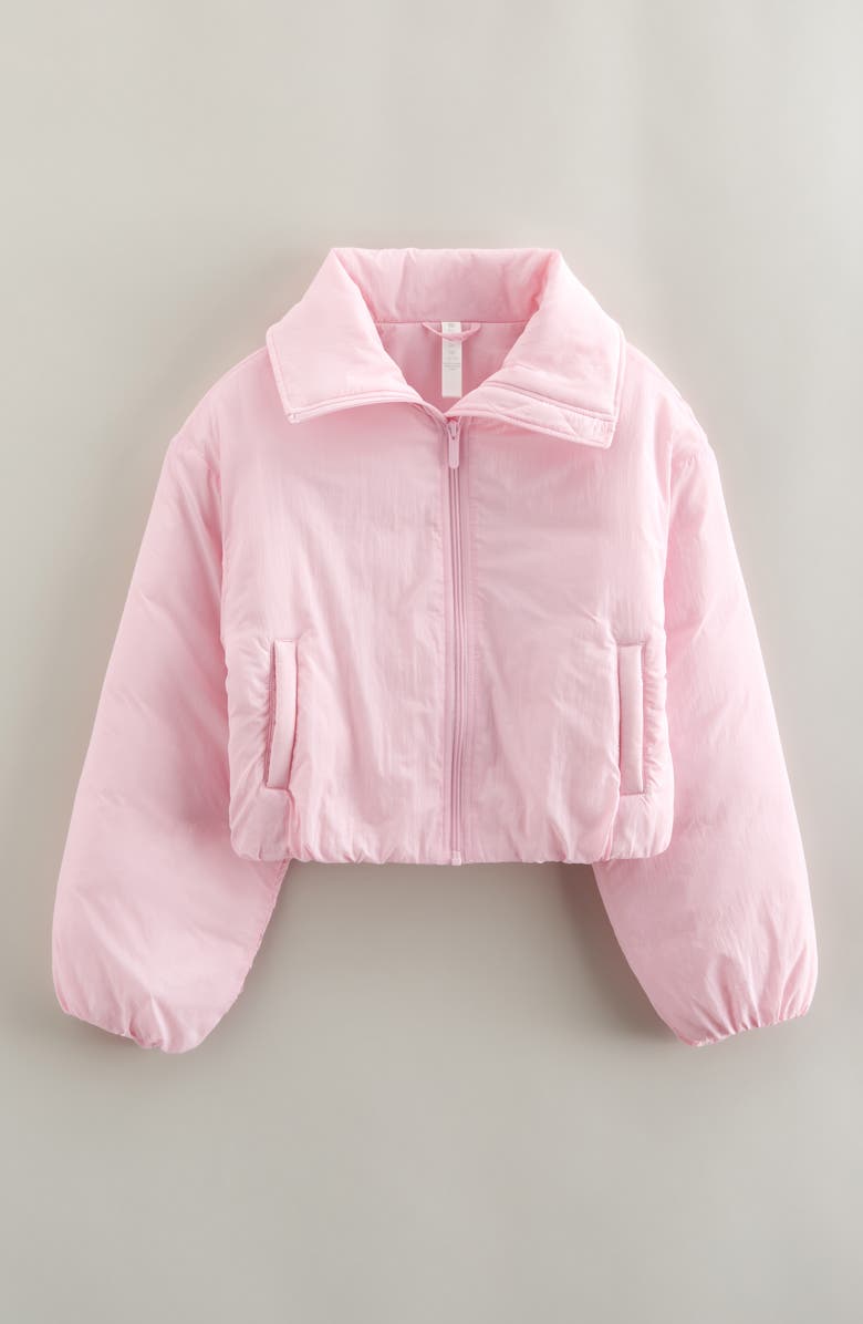 Zella Girl Kids' Ruched Crop Jacket, Main, color, Pink Pirouette