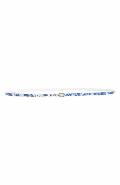 Dries Van Noten Porcelain Print Skinny Leather Belt