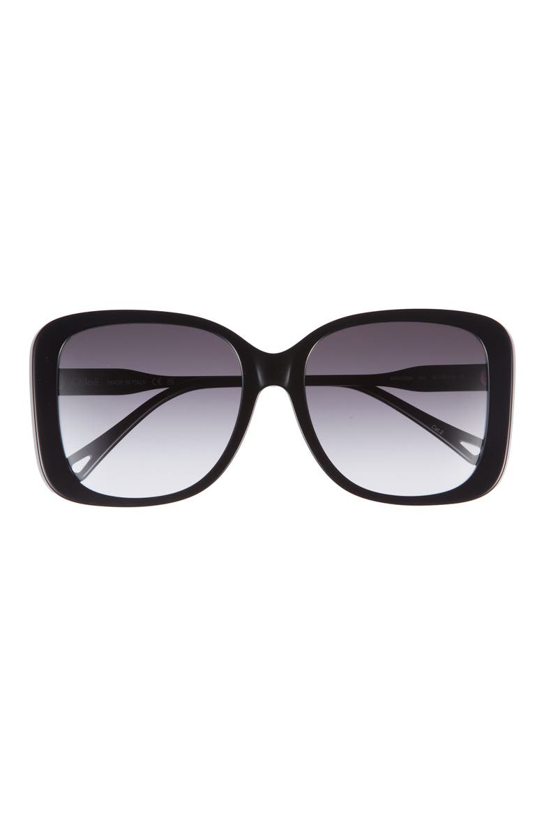 57mm Square Sunglasses, Main, color, BLACK BLACK GREY