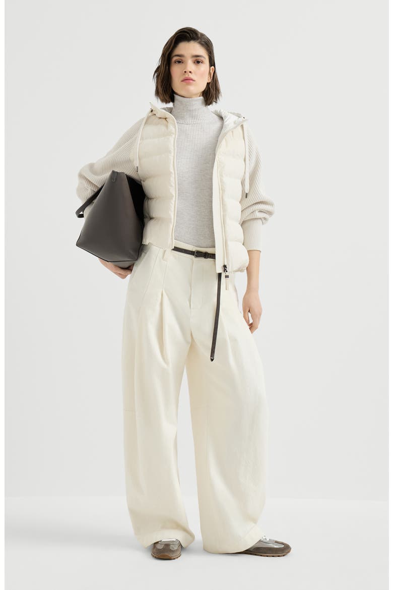 Lightweight turtleneck sweater in sparkling cashmere and silk rib knit, Alternate, color, Light Grey