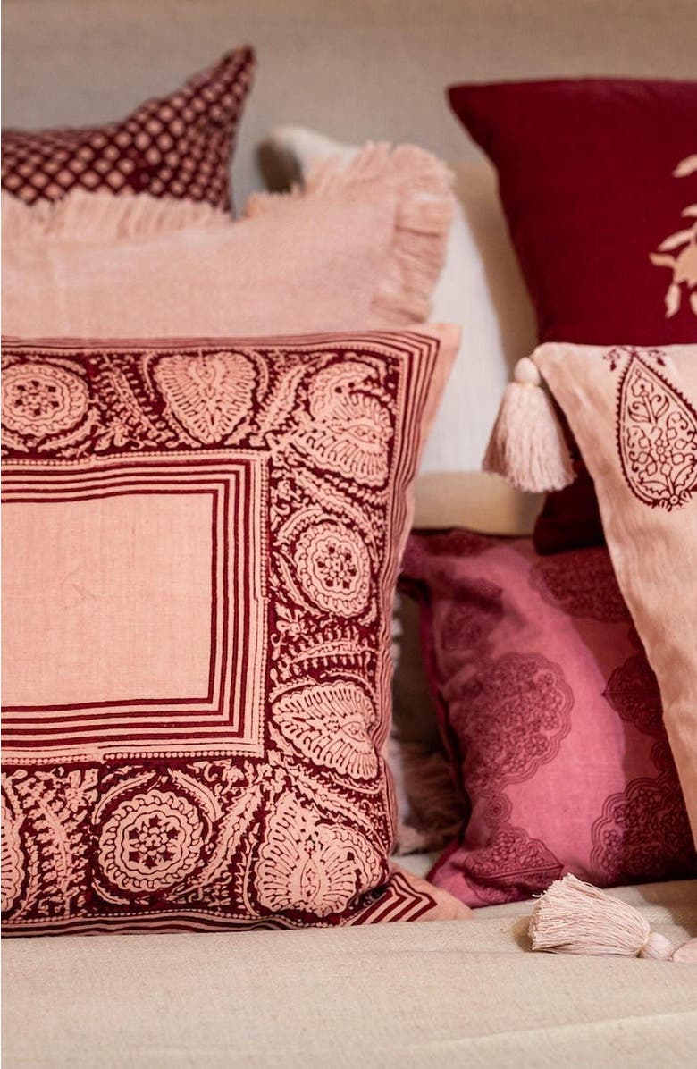 Alamwar Samodh Plum Decorative Pillow Cover with Tassels, Alternate, color, Plum