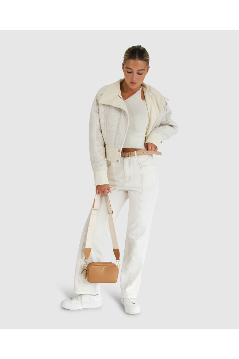 Mad Love Cropped Bomber Jacket, Main, color, Cream