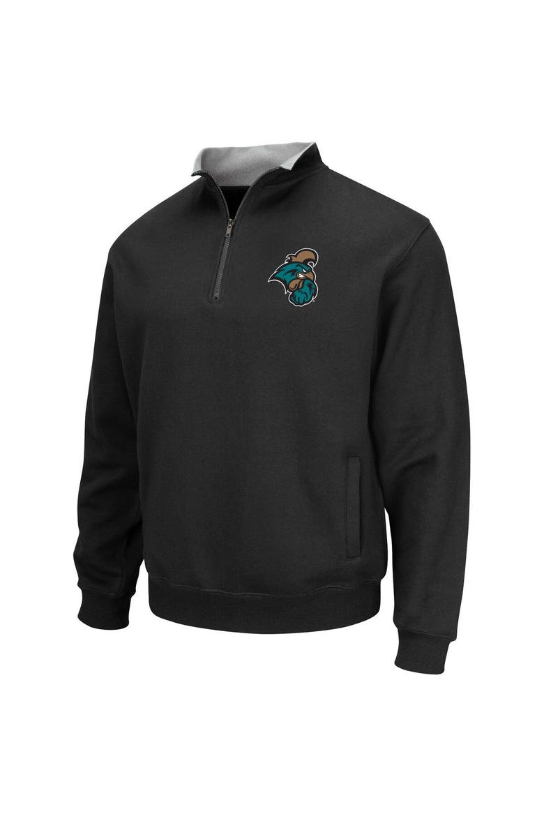 Men's Colosseum Black Coastal Carolina Chanticleers Tortugas Quarter-Zip Sweatshirt, Alternate, color, Black
