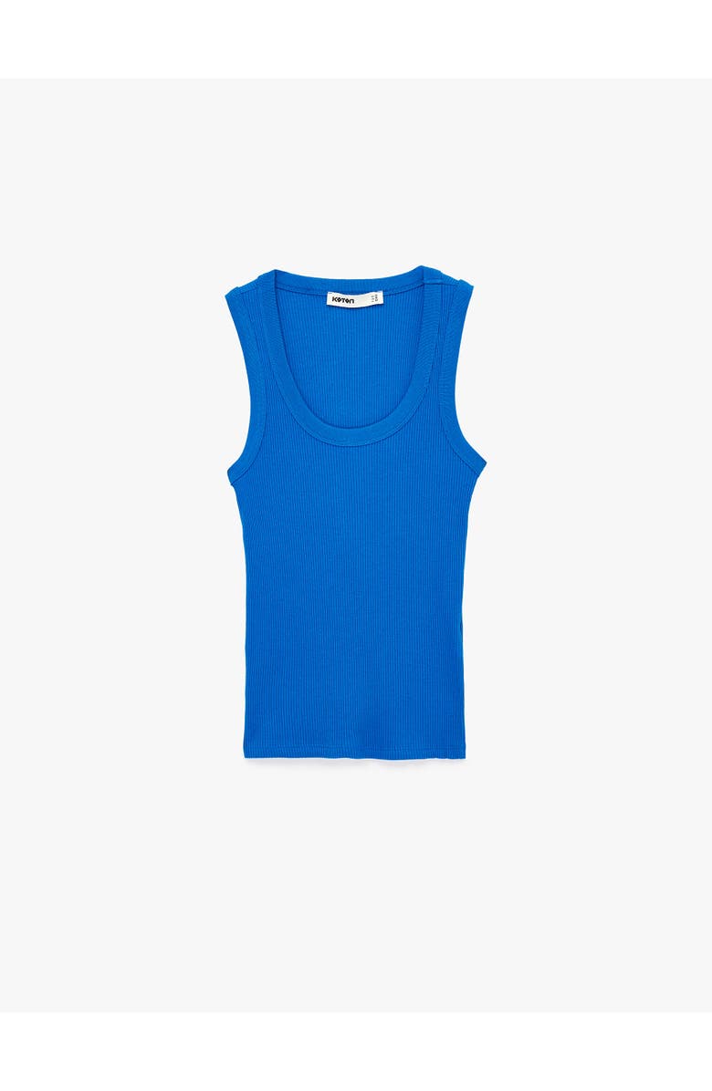 ZDNU 81041892 Scoop Neck Ribbed Cotton Tank Top, Alternate, color, Blue