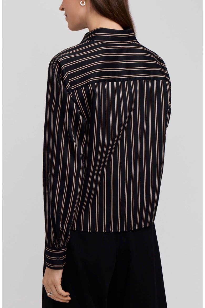 Jodie Stripe Cotton Button-Up Shirt, Alternate, color, BLACK/ ALMOND