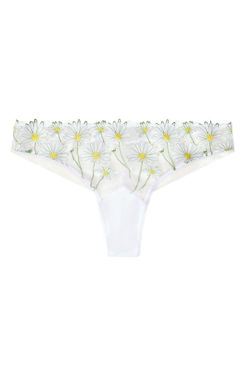 Huit Dance des Fleurs Embroidered Mesh Tanga, Main, color, Floral Green
