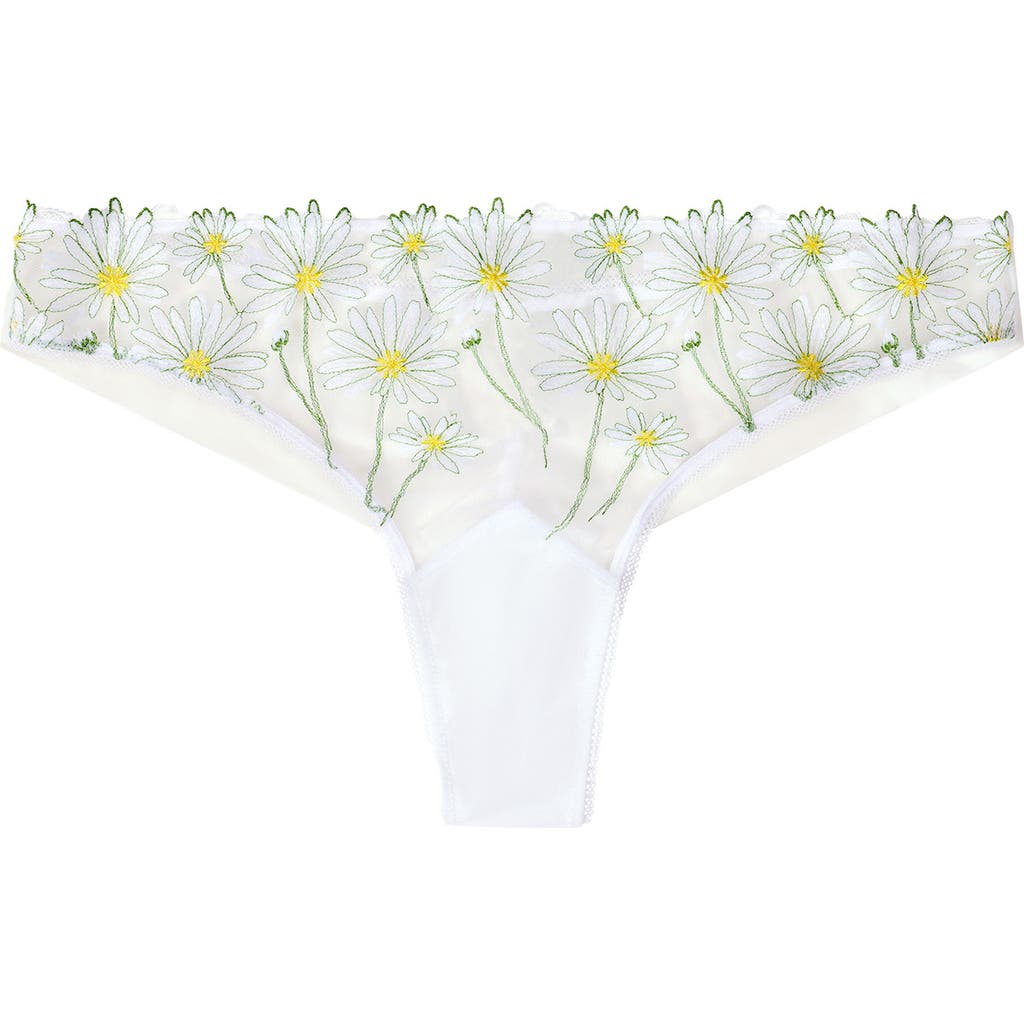 Huit Dance Des Fleurs Embroidered Mesh Tanga In Floral Green