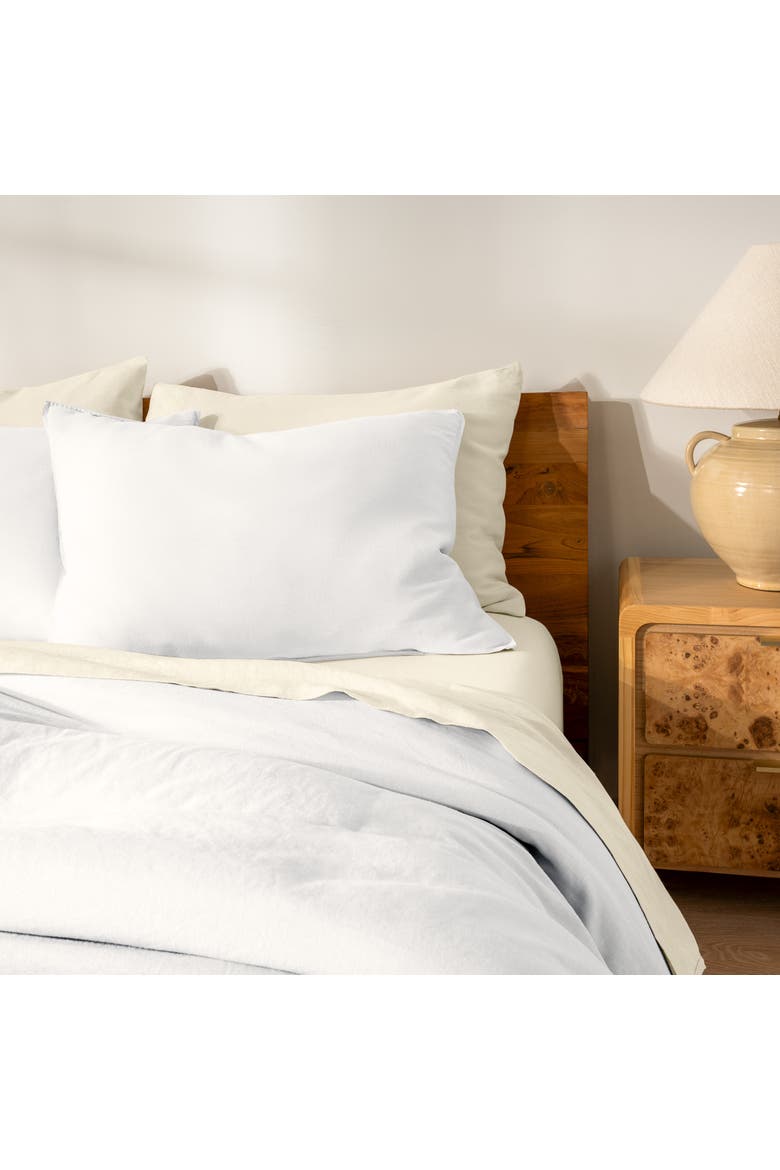 100% European Linen Duvet Cover and Sham Set, Alternate, color, White