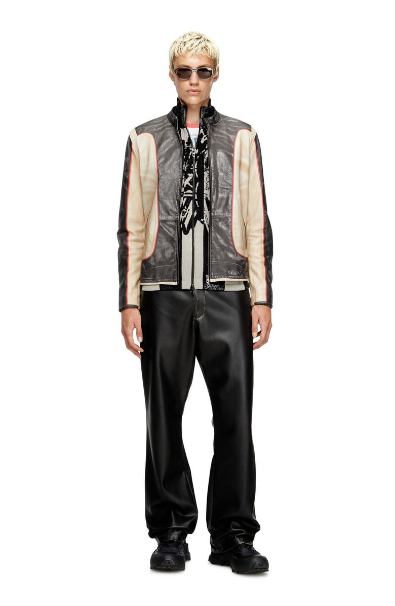 DIESEL<sup>®</sup> L-Evert Colorblock Leather Moto Jacket, Alternate, color, Black