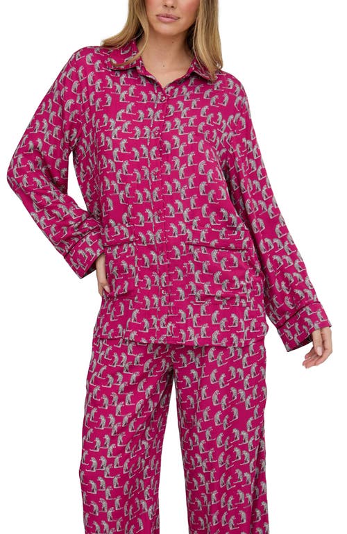 Lily And Lionel London Evie Long Sleeve Print Pajama Set In Pink