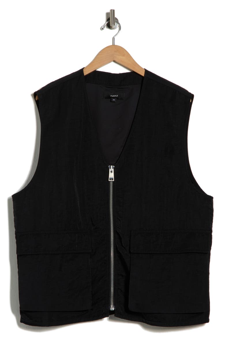 Nylon Zip Vest, Alternate, color, BLACK