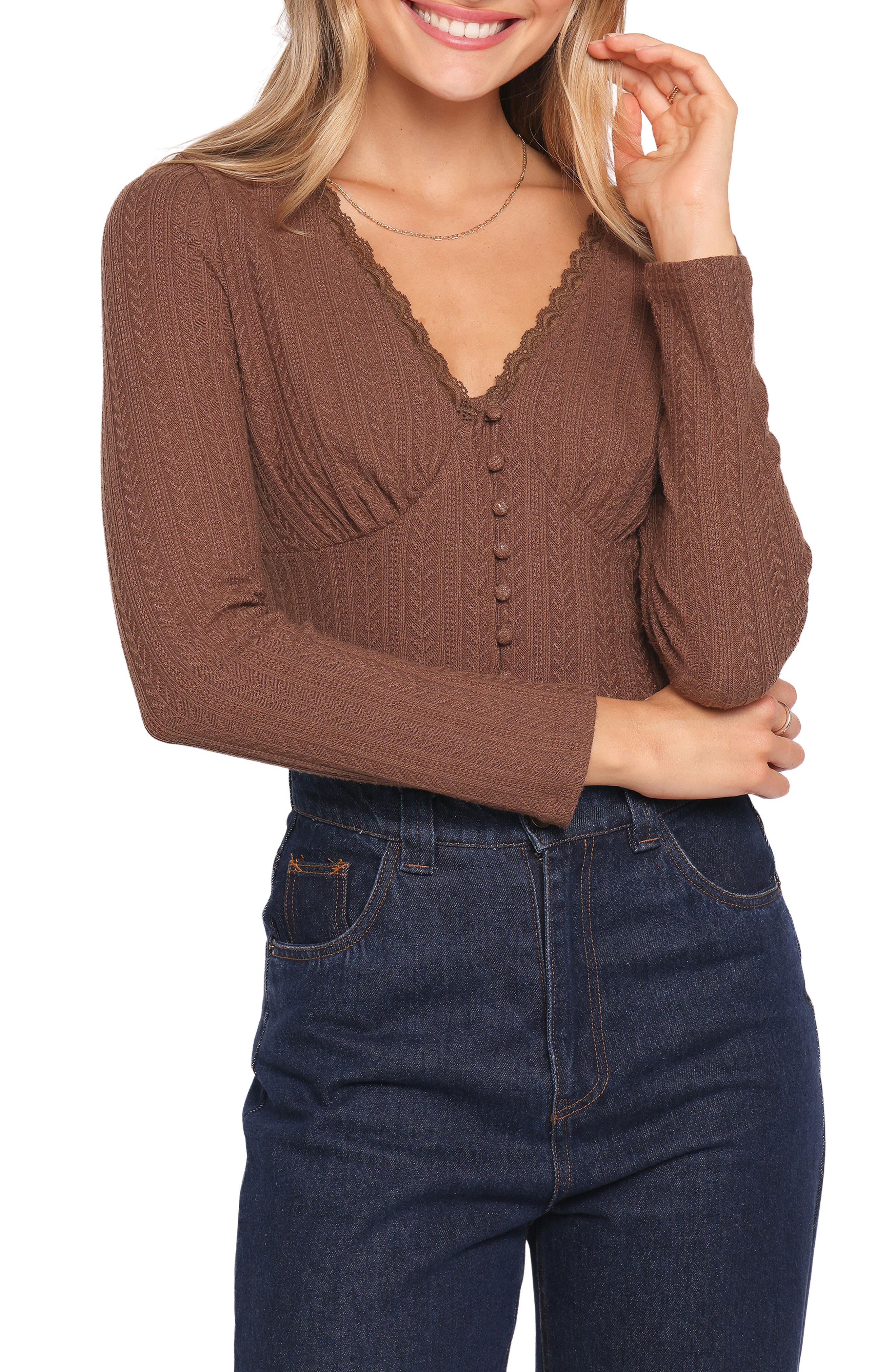 Leslie Button Front Knit Crop Top