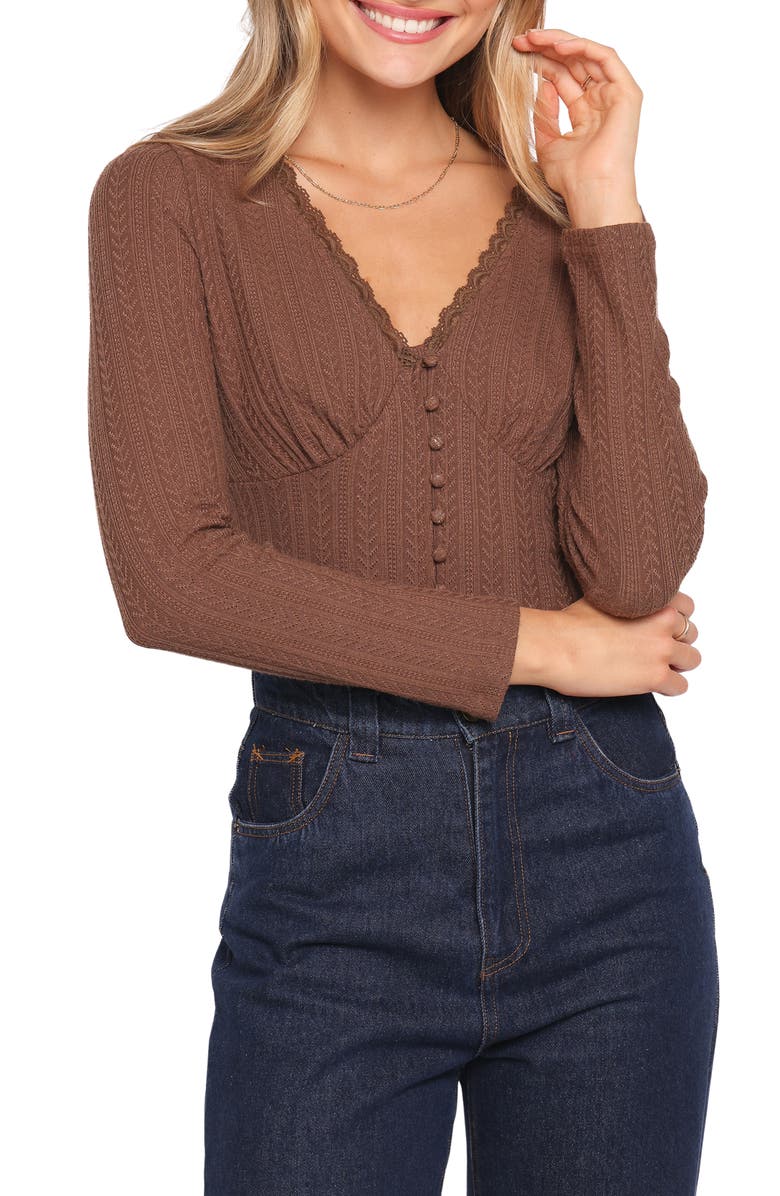 Petal & Pup Leslie Button Front Knit Crop Top, Main, color, 