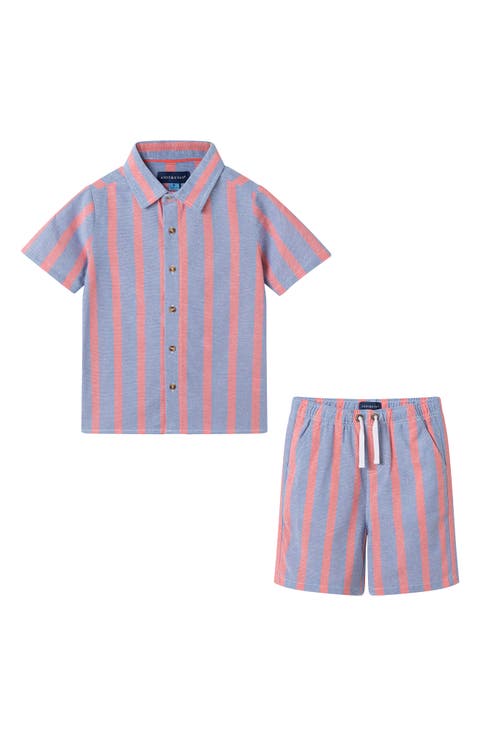 Kids' Stripe Cotton Button-Up Shirt & Shorts Set (Toddler & Little Kid)