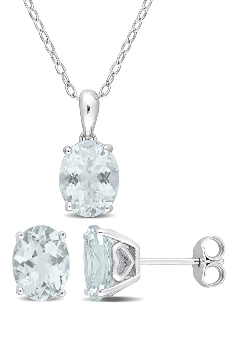 Aquamarine Earrings & Necklace Set, Main, color, BLUE