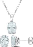 DELMAR Aquamarine Earrings & Necklace Set