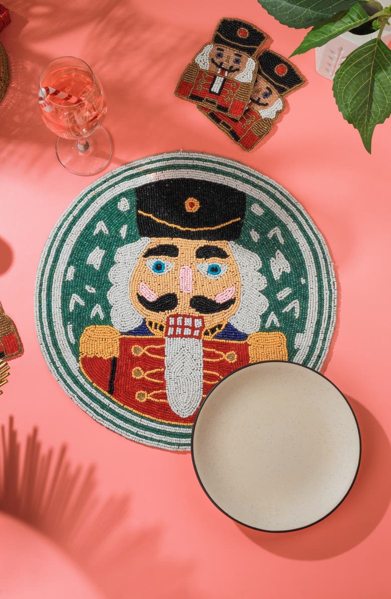 Tiramisu Nutcracker Beaded Placemat, Alternate, color, Green/ Red