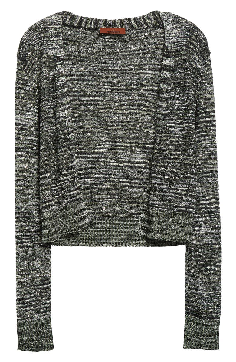 Missoni Space Dye Metallic Stripe Sequin Cardigan, Main, color, Space Dyed Black/ Green