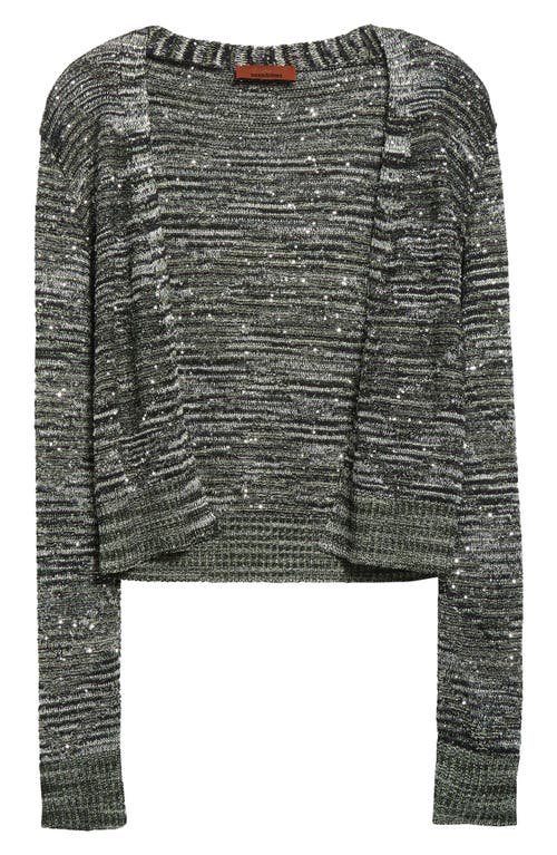 Missoni Space Dye Metallic Stripe Sequin Cardigan In Space Dyed Black/green