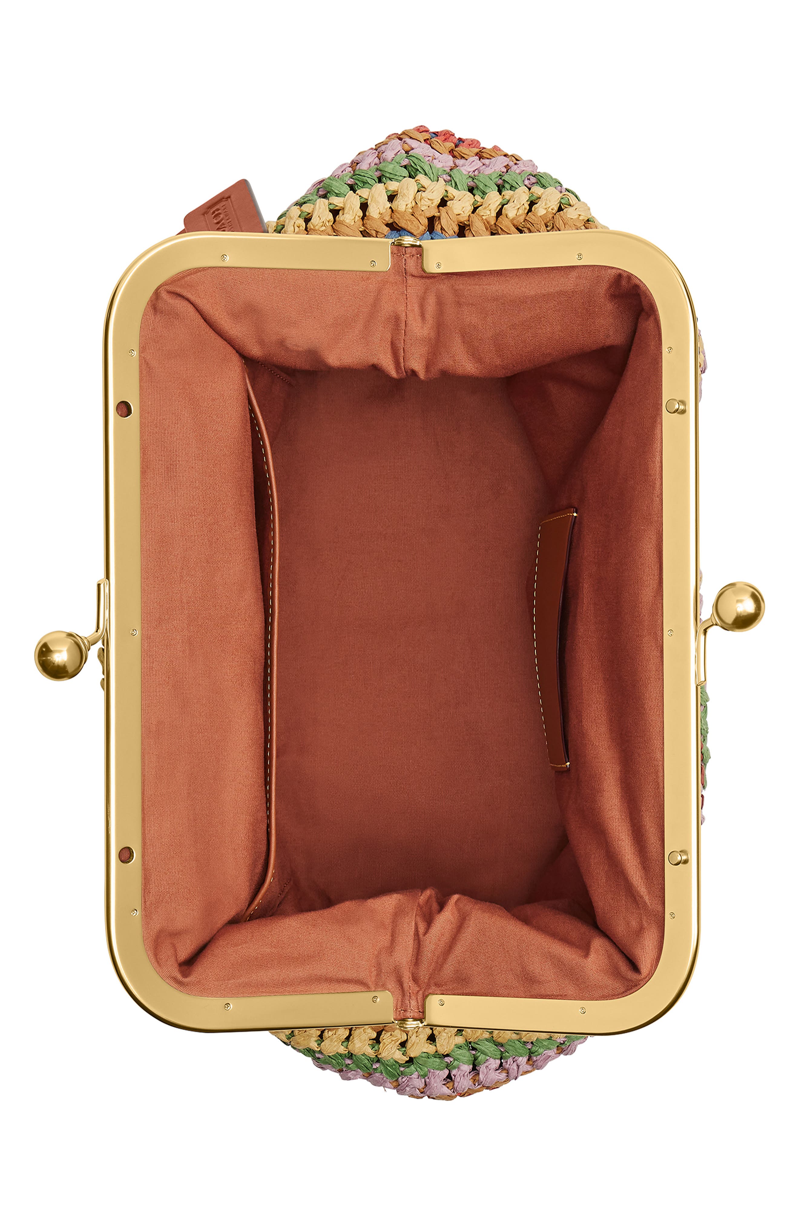 COACH Kiss Lock Frame Large Weave Straw Clutch, Alternate, color, Multicolored