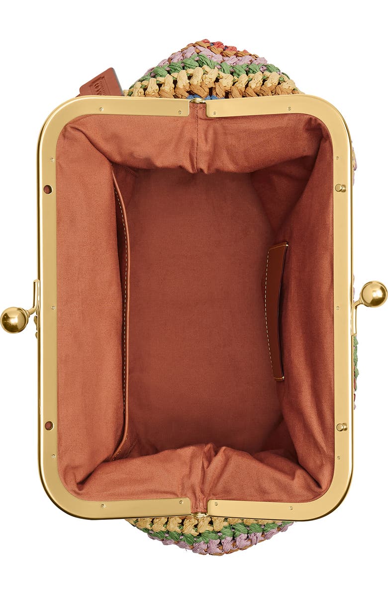 COACH Kiss Lock Frame Large Weave Straw Clutch, Alternate, color, Multicolored