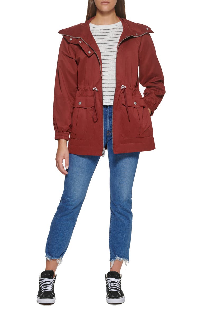 Levi's® Women's Cinch Waist Anorak Rain Jacket, Alternate, color, MAROON