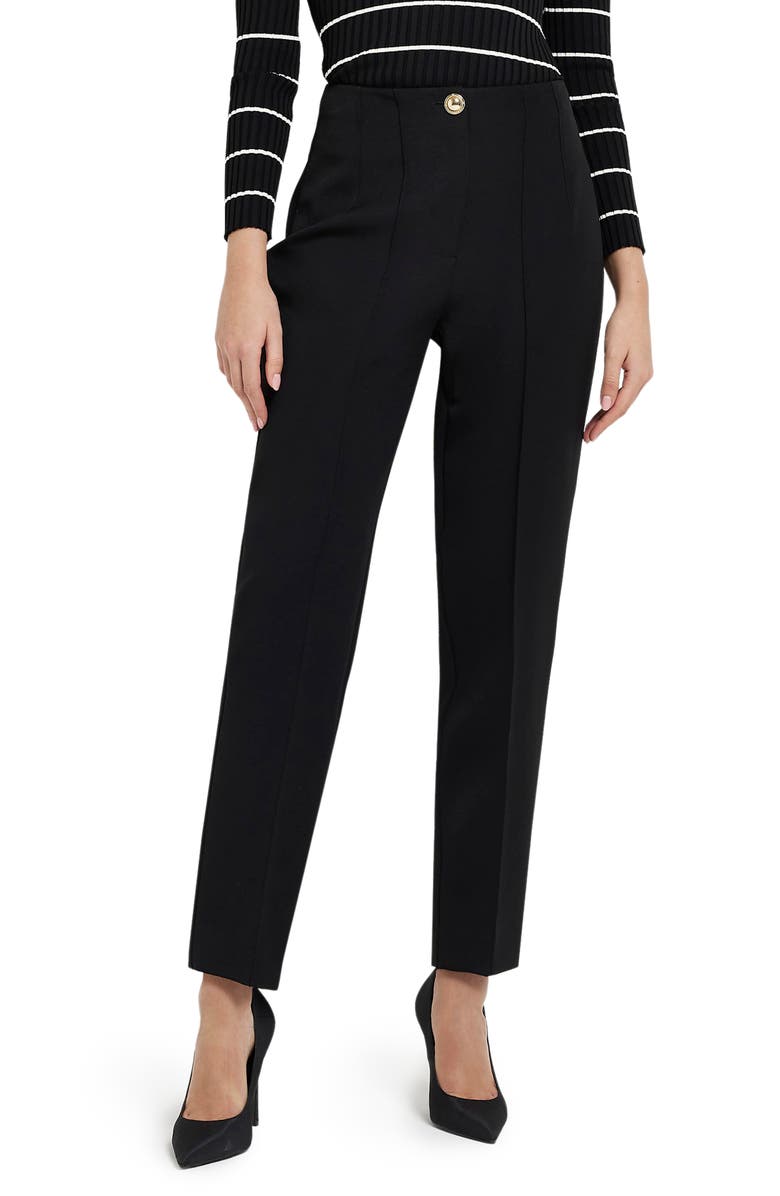 River Island Button High Waist Cigarette Trousers, Main, color, 