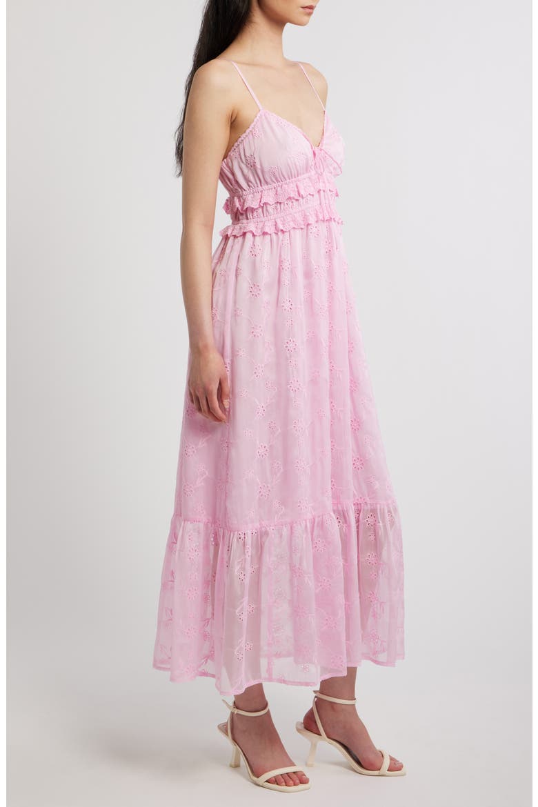Ruffle Hem Eyelet Dress, Alternate, color, PINK