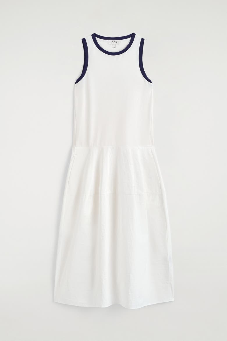 Paneled Sleeveless Midi Dress, Alternate, color, WHITE / NAVY