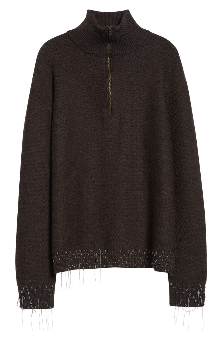Maison Margiela Work in Progress Wool Blend Half Zip Sweater, Alternate, color, Brown