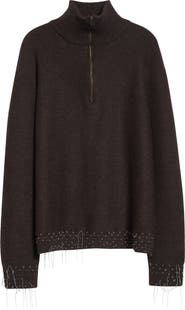 Maison Margiela Work in Progress Wool Blend Half Zip Sweater