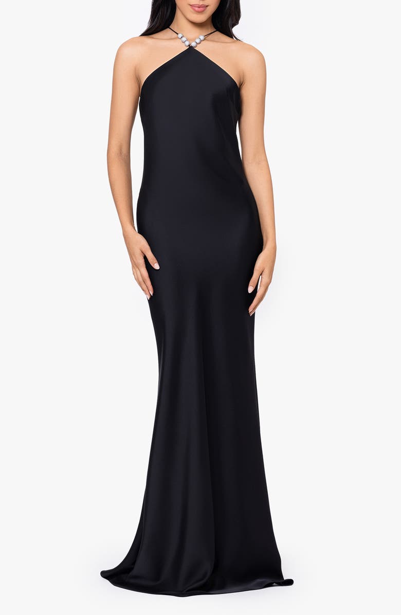 Betsy & Adam Beaded Sleeveless Double Satin Gown, Main, color, 