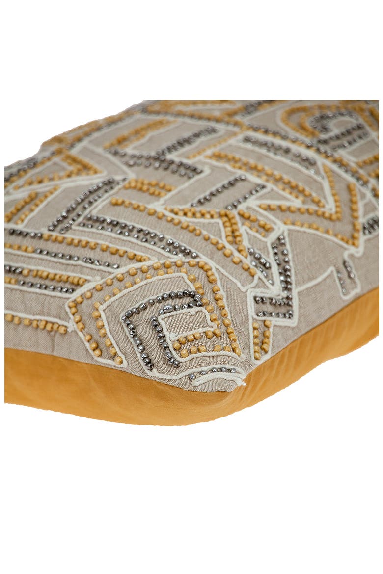 Beaded Geometric Accent Pillow, Alternate, color, BEIGE