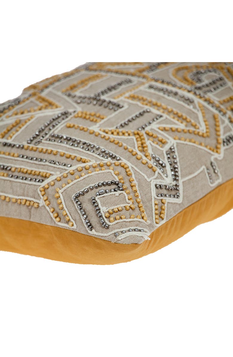 PARKLAND COLLECTION Beaded Geometric Accent Pillow, Alternate, color, Beige