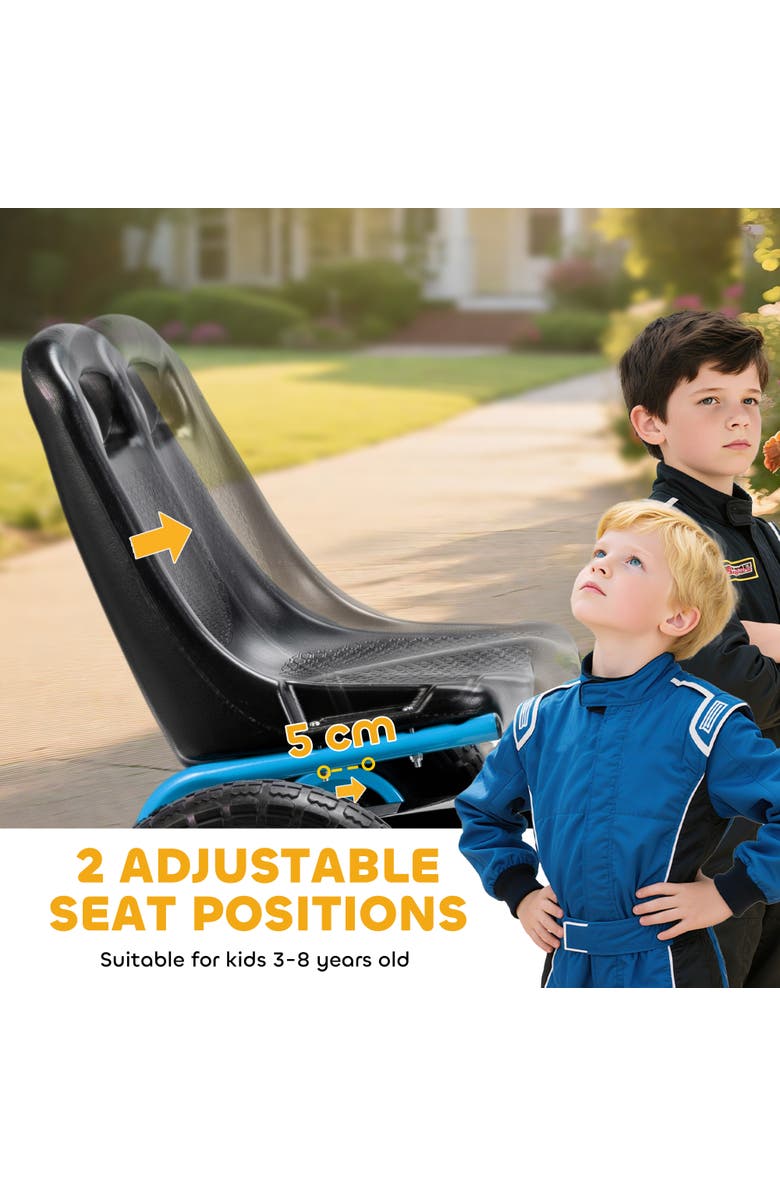 Qaba Pedal Go Kart for Kids Go Cart with Adjustable Seat EVA Wheels for Boys Girls Aged Years Old, Alternate, color, Blue