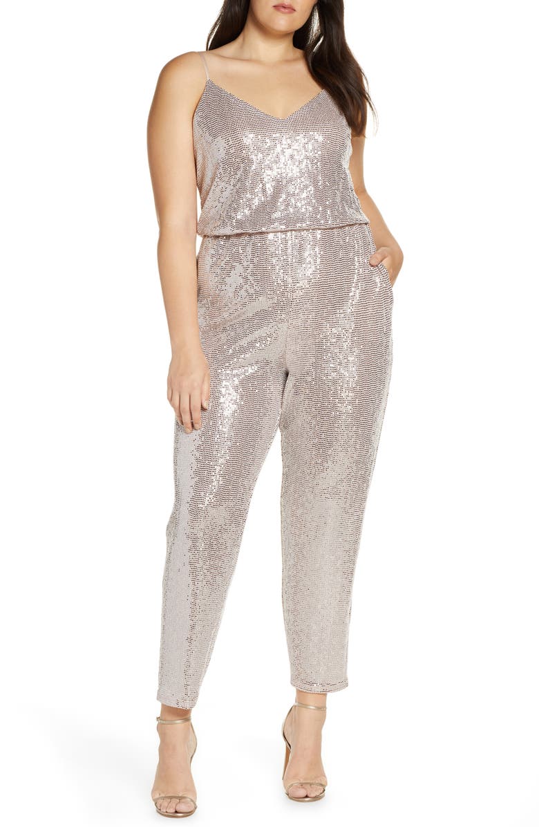 Eliza J Sequin Jumpsuit, Alternate, color, 