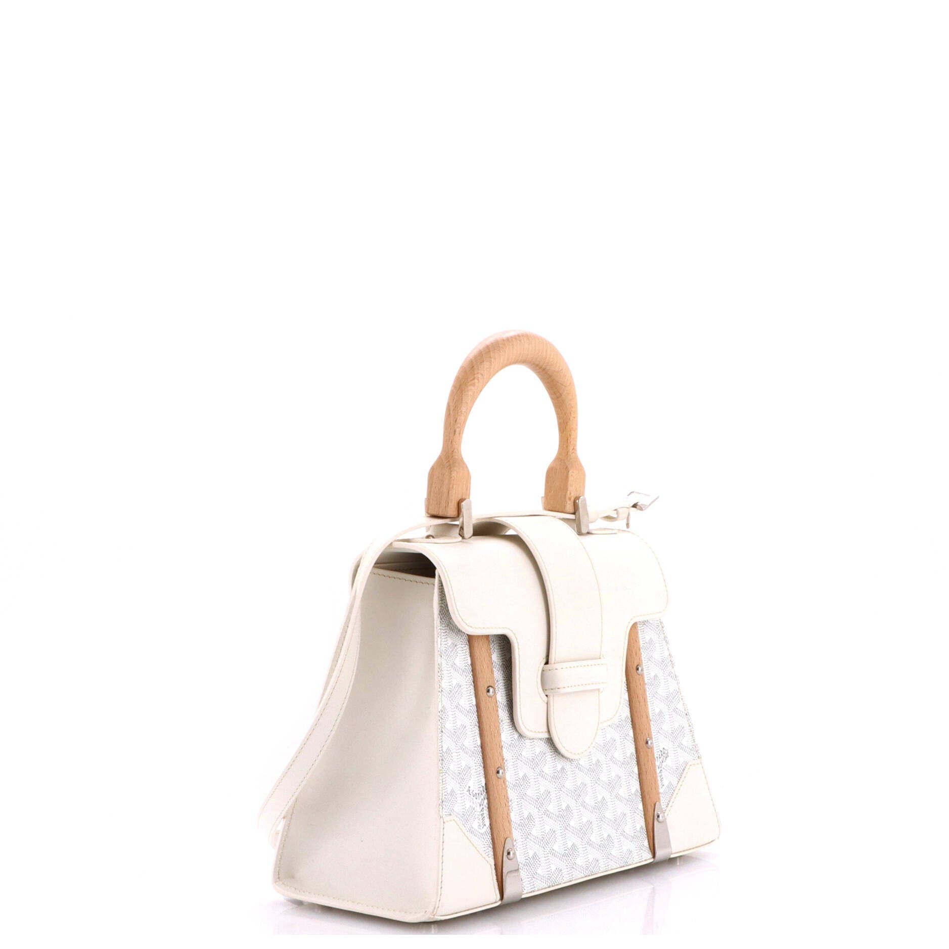 Saigon Top Handle Bag Coated Canvas with Leather PM, Alternate, color, White