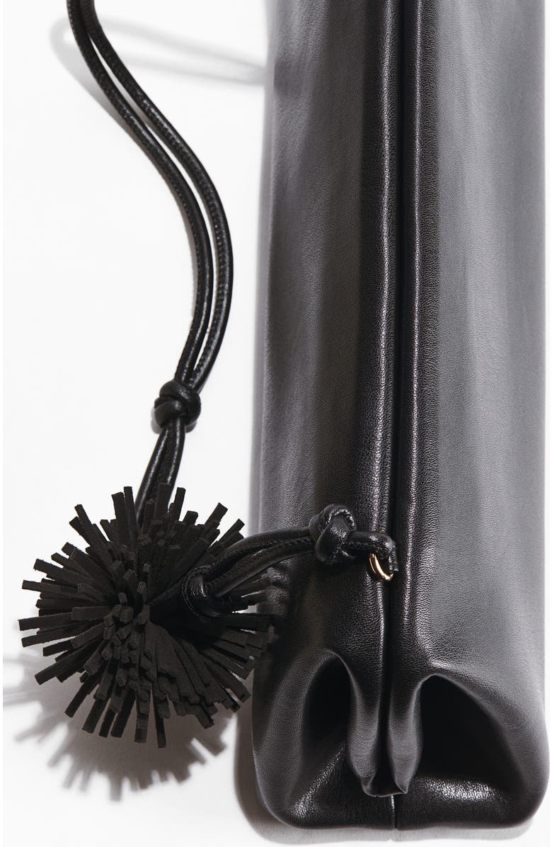 H&M Pompom-detail Shoulder Bag, Alternate, color, Black