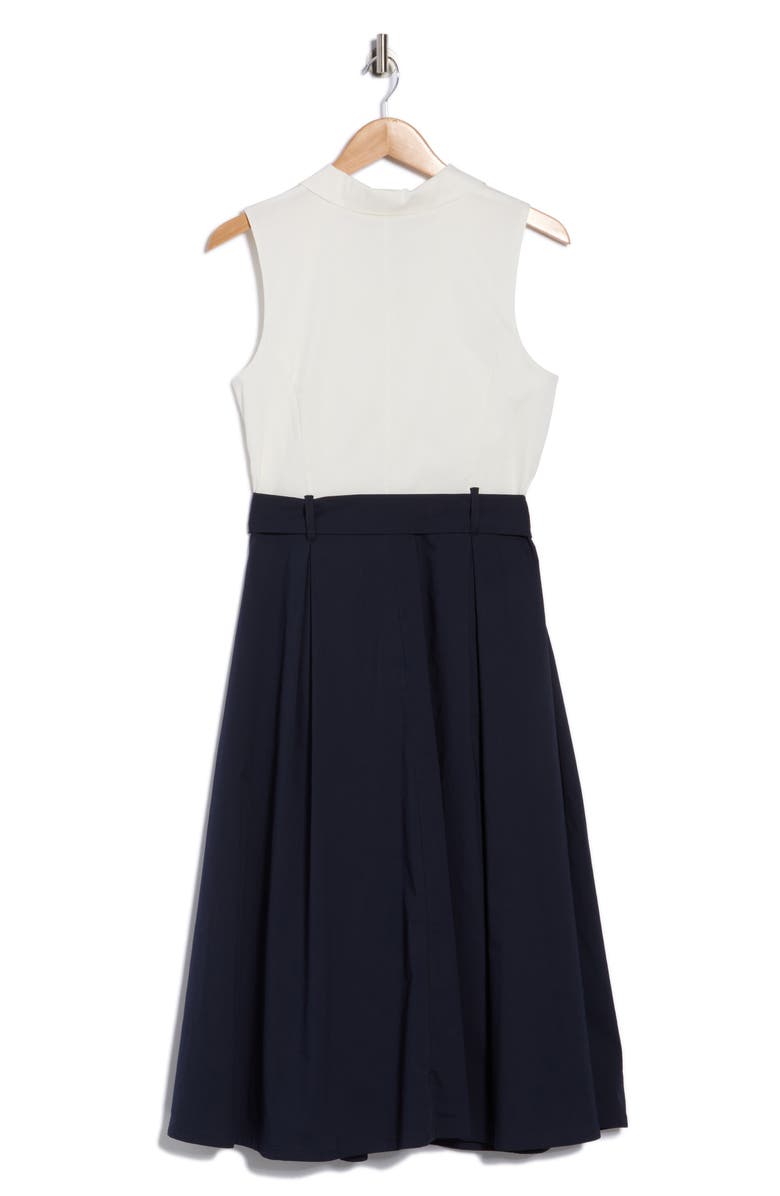 T Tahari Colorblock Sleeveless A-Line Dress, Alternate, color, White Star And Navy