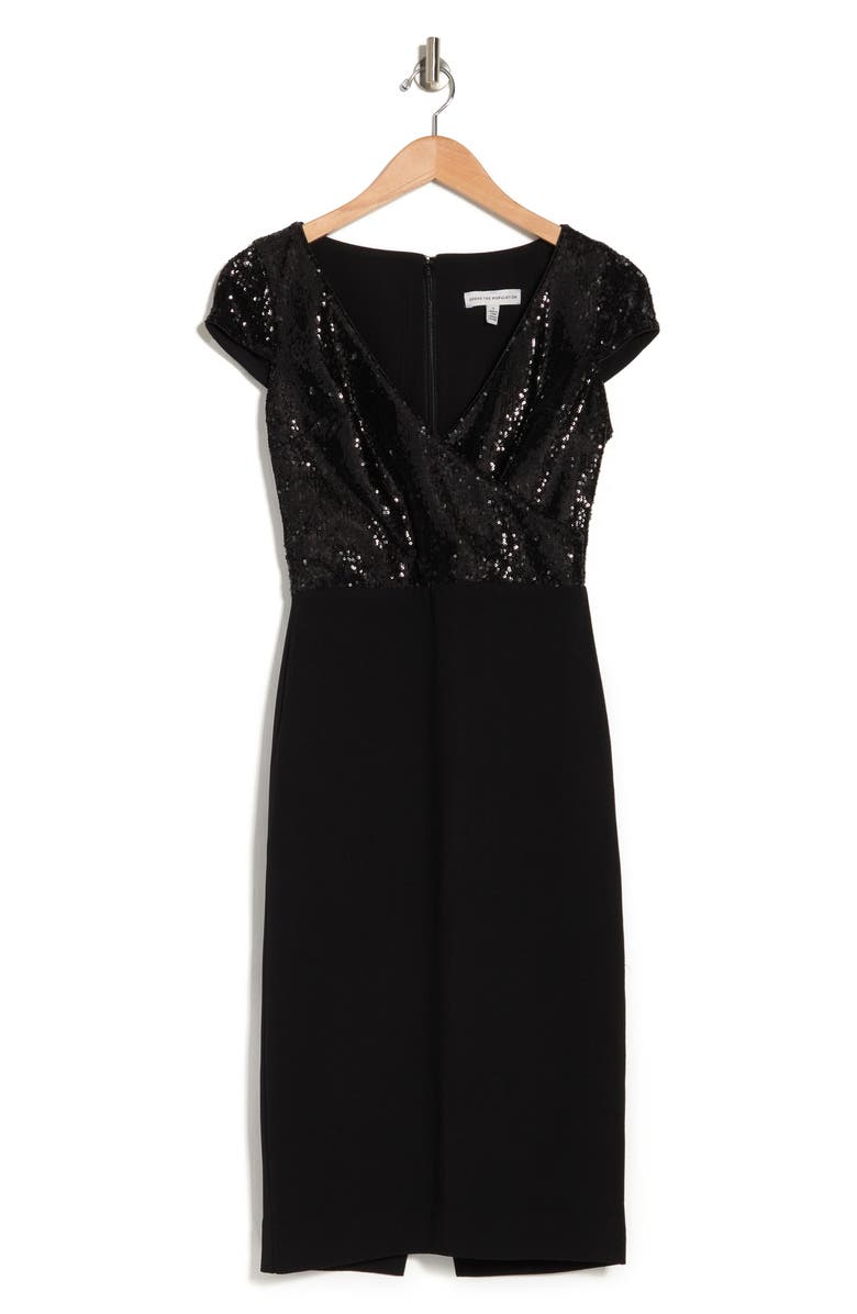 Dress the Population Sequin Surplice Cap Sleeve Sheath Dress, Alternate, color, 